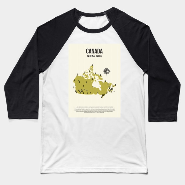 Canada All National Parks Location On A Map Baseball T-Shirt by jornvanhezik